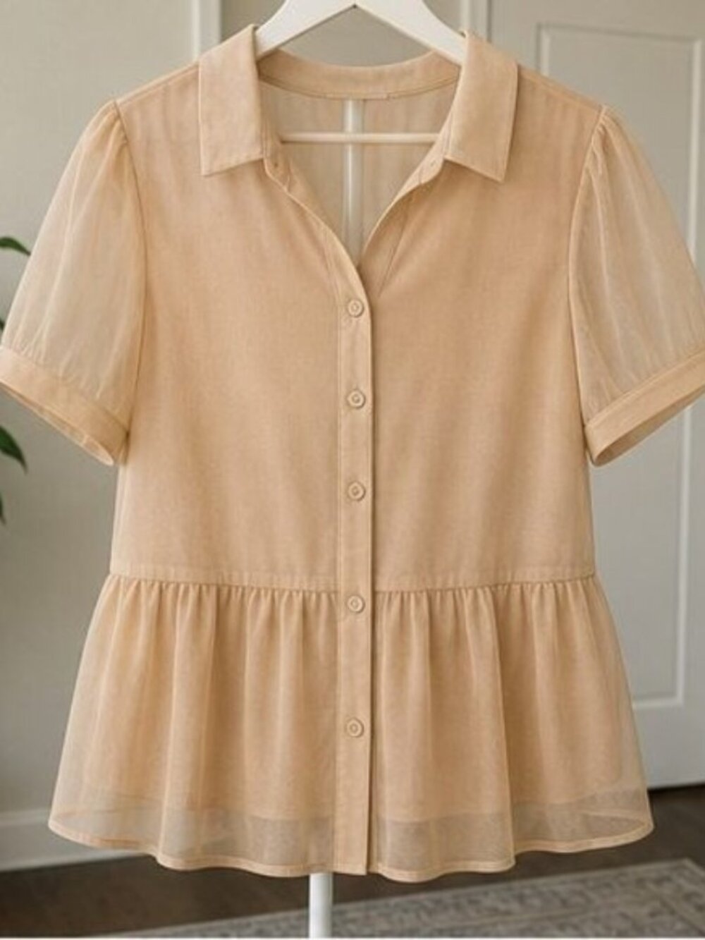 Camel Peplum Top